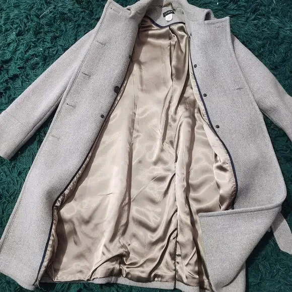 J.Crew Wool Blend Double-Breasted Coat Sz 2 – Gray Long Winter Jacket w/ Belt - Picture 9 of 11